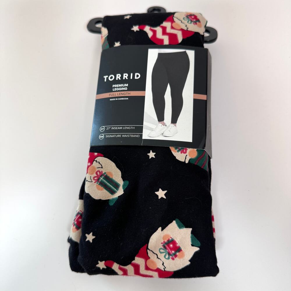 Torrid Womens Full Length Signature Waist Leggings Size 3X Holiday Gnomes Black